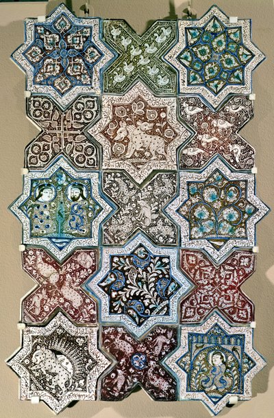 Panel of Tiles, Kashan, Central Iran, c.1250-1300 by Persian School