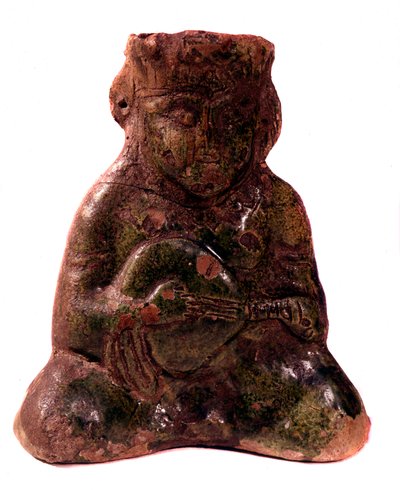 Persian Art: Vase in the Shape of a Mandolin Player by Persian School