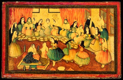 Persian Ladies Social Party, Half of a Book Cover, Iran by Persian School