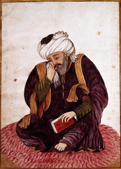 Portrait of Hafez, Persian poet and mystic of the 14th century. Miniature. National Museum of Damascus, Syria by Persian School