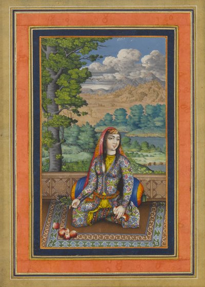 Portrait of a Persian Lady, Folio from the Davis Album, c.1736-37 by Persian School