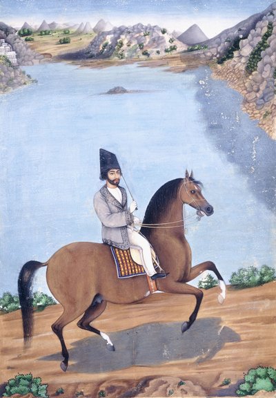 Portrait of a Young Man on Horseback by Persian School