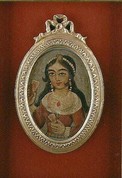 Qajar Bust Roundel Depicting an Adorned Woman by Persian School