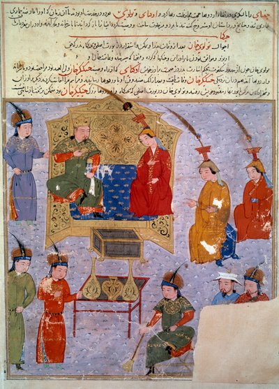 Representation of Hulagu Khan, grandson of Genghis Khan. Persian miniature from 