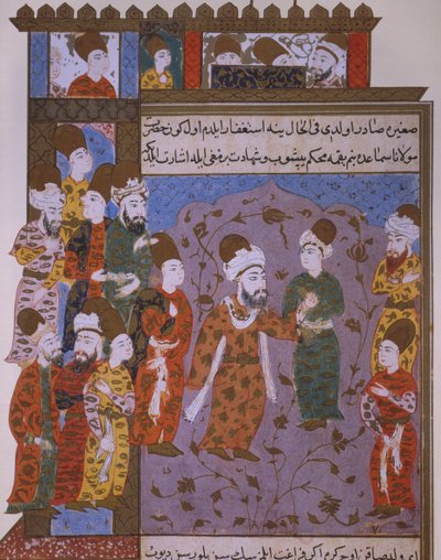 Rumi warning his son Veled of sin by Persian School