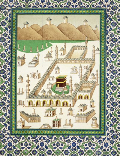 Schematic View of Mecca, showing the Kaaba, from a book on Persian ceramics by Persian School