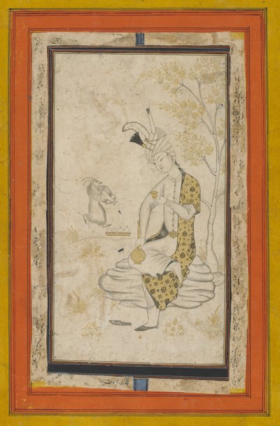 Shah Tahmasp I Seated on Rock by Persian School