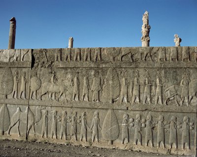 Submissive peoples offer gifts to Darius I by Persian School