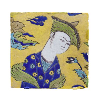 Tile with Youth in Garden, Isfahan, Iran, Safavid Period by Persian School