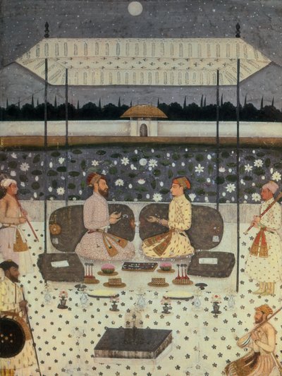 Two Moghul Princes Conversing at Night by Persian School