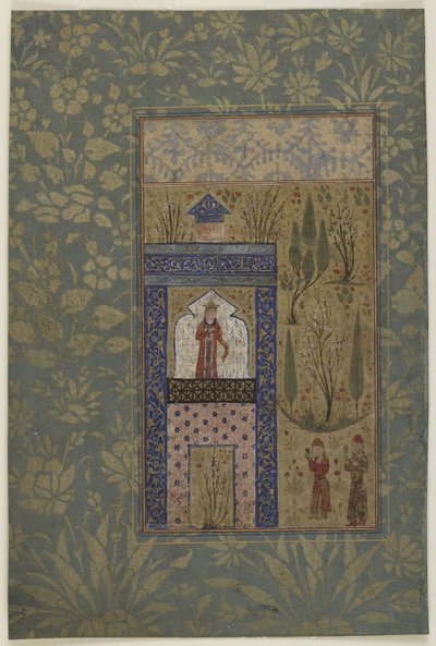 Two youths before a princess at a window, c.1417-18 by Persian School