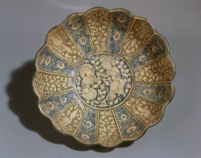 White Earthenware Bowl Painted with Figures of Mongols by Persian School