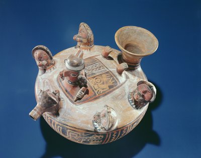 Deity with women offering drinks, Recuay Culture by Peruvian School