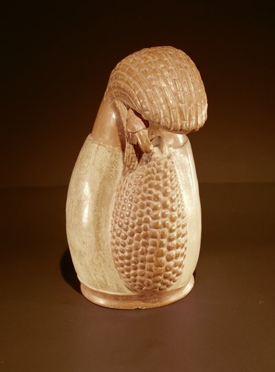 Incan pottery vessel shaped as an ear of corn by Peruvian School