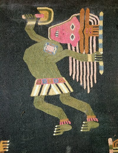 Woven Wool Dancer with Baton, Paracas Tribe by Peruvian School