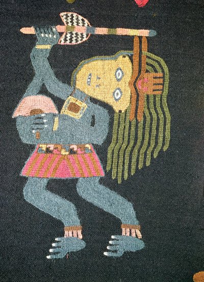 Woven Wool Dancer with Baton, Paracas Tribe by Peruvian School