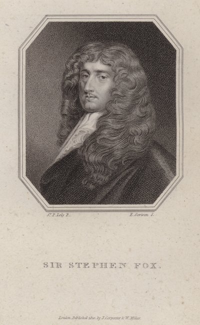 Sir Stephen Fox, English Politician (engraving) by Peter (after) Lely