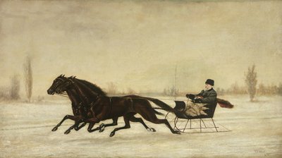 David Marsh in Horse-Drawn Sleigh in a Winter Landscape by Peter B. West