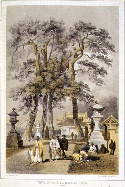 Temple of Hat-Chi-Man-Ya-Chu-Ro, Simoda by Peter Bernhard Wilhelm (after) Heine