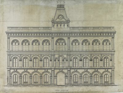 Kings County Courthouse Competition, Chicago, Illinois, Elevation by Peter Bonnett Wight