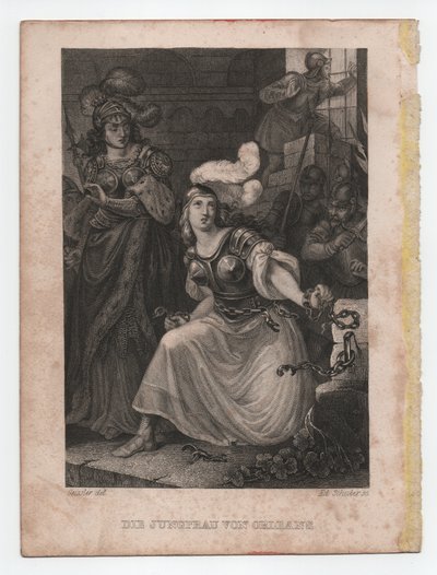 The Maid of Orleans, ca. 1840 (Engraving) by Peter Carl Geissler