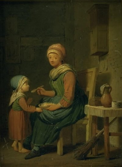 A Peasant Woman Giving Her Daughter Something to Eat by Peter Cramer