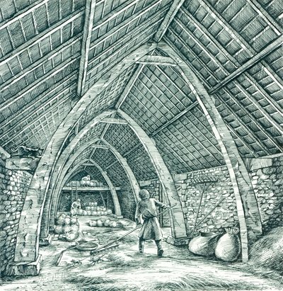 Medieval vicarage barn, Wharram Percy, North Yorkshire by Peter Dunn