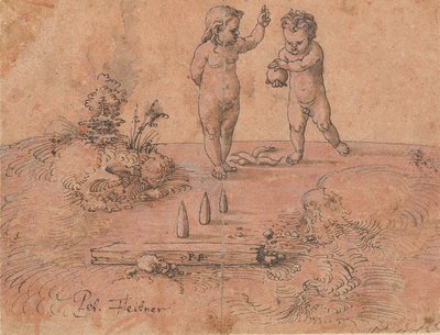Two Children Playing with a Ball by Peter Flötner