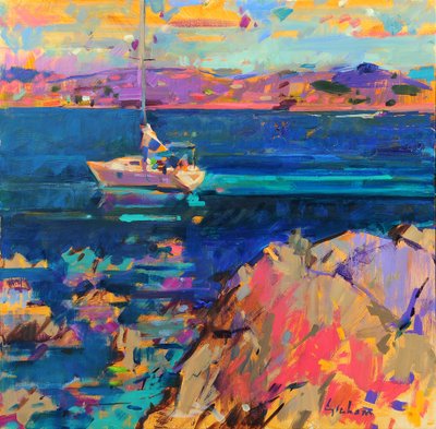 At Anchor, St Tropez Coast by Peter Graham (Contemporary)
