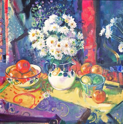 Flowers and Fruit in a Green Bowl, 1997 by Peter Graham (Contemporary)
