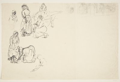 Sheet with Studies from an Italian Market by Peter Hansen