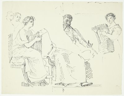 Copy after an Ancient Fresco in the Museum in Naples. Music Scene by Peter Hansen