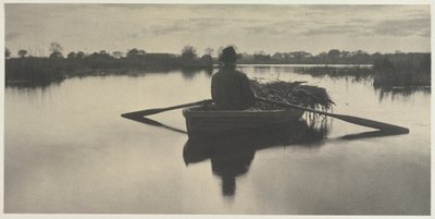 Rowing Home the Schoof-Stuff from Life and Landscape on the Norfolk Broads, plate XXI by Peter Henry Emerson