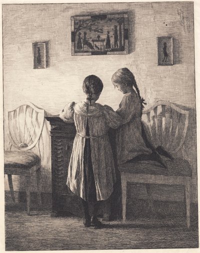 Interior with Two Little Girls by Peter Vilhelm Ilsted