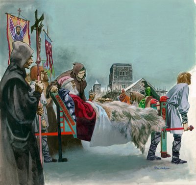 King Edward, Later Saint Edward the Confessor, Watches the Building of Westminster from a Litter Where He Lies Ill by Peter Jackson