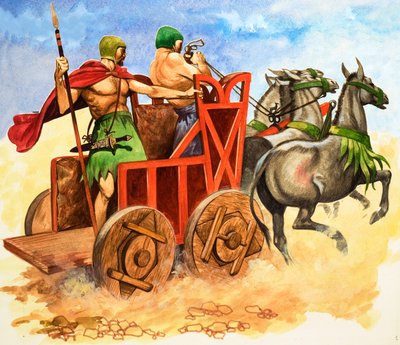 Wooden-wheeled chariot by Peter Jackson