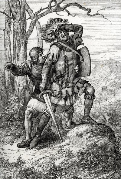 Duke Leopold I of Austria, Lord of Habsburg saved by one of his companions at the Battle of Morgarten on 15 November 1315 against the Swiss confederates, Switzerland by Peter Johann Nepomuck Geiger