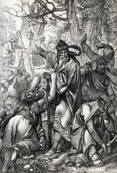 Emperor Charlemagne at War Against the Saxons, 772, Feather Drawing from 