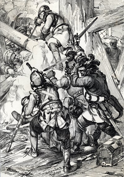 King Charles XII of Sweden Defending Against the Turks in Bender, February 1713 by Peter Johann Nepomuck Geiger