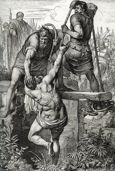 The Byzantine Emperor Zenon (425-491) returned to Constantinople had the usurper Flavius Basiliscus (Basilisk) locked up with his family, 477 by Peter Johann Nepomuck Geiger