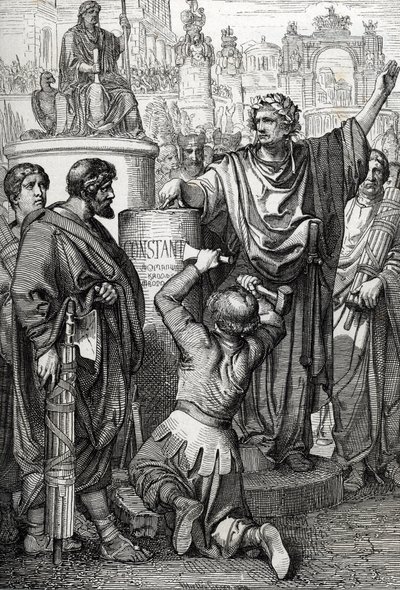 The foundation of Constantinople by Emperor Constantine the Great who transferred the imperial capital to Byzantium, which he renamed Constantinople by Peter Johann Nepomuck Geiger