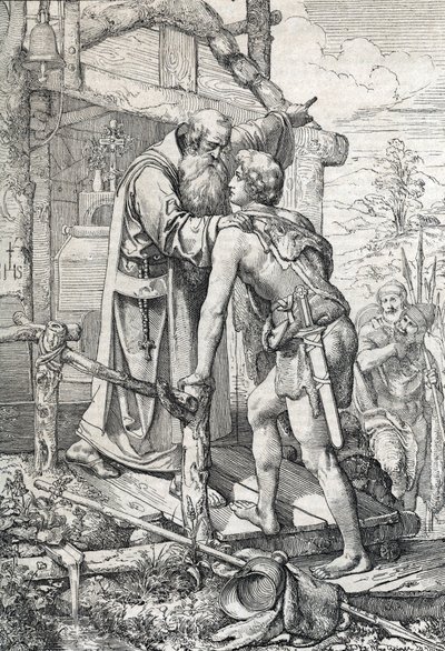 The young Odoacre receiving the blessing of Severin, Apotre de Norique, ca. 470 by Peter Johann Nepomuck Geiger