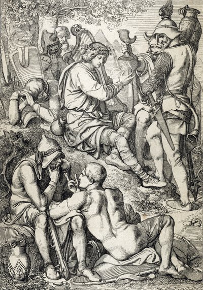 War Against the Vikings: King Alfred the Great Disguised as a Musician Viewing the Situation of the Enemy by Peter Johann Nepomuck Geiger