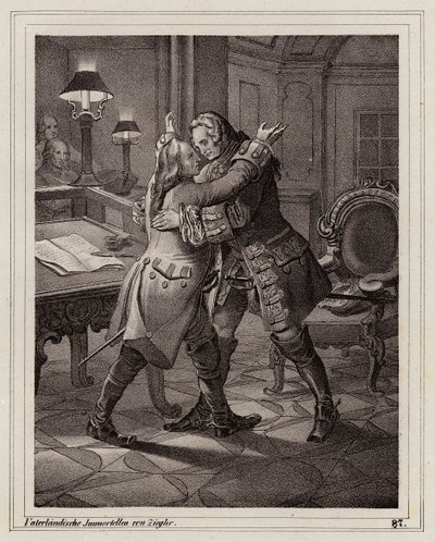 Eugene of Savoy embracing the Duke of Marlborough, War of the Spanish Succession by Peter Johann Nepomuk Geiger