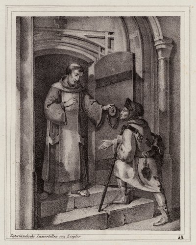 The outlaw John Parricida seeking refuge in a monastery in Pisa by Peter Johann Nepomuk Geiger
