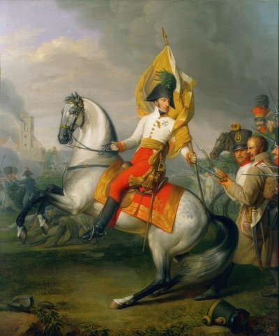 Archduke Charles with the Flag of the Zach Regiment in the Battle by Peter Krafft