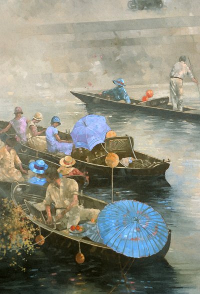 Punts on the Wey at Brooklands by Peter Miller