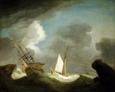 An East India Trading Company ship and a British royal yacht by Peter Monamy