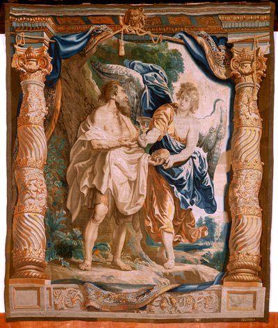 The Prophet Elias is Comforted by the Angel (Flemish Tapestry) by Peter Paul (after) Rubens