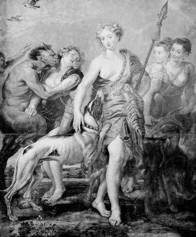Goddess Diana and her entourage, surprised by Satyr the demon by Peter Paul (after) Rubens
